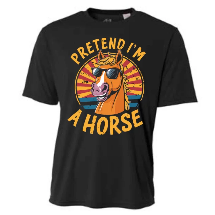 Pretend IM A Horse Funny Lazy Halloween Matching Costume Cooling Performance Crew T-Shirt