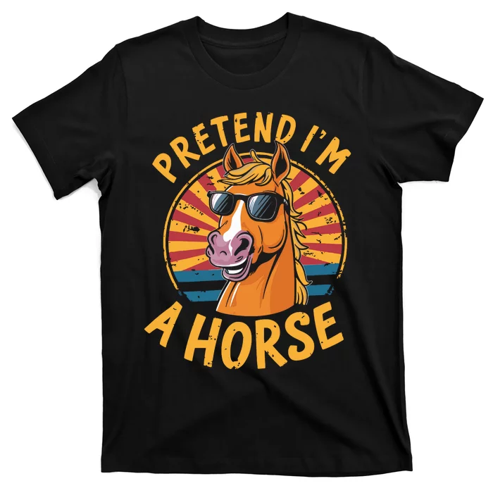 Pretend IM A Horse Funny Lazy Halloween Matching Costume T-Shirt