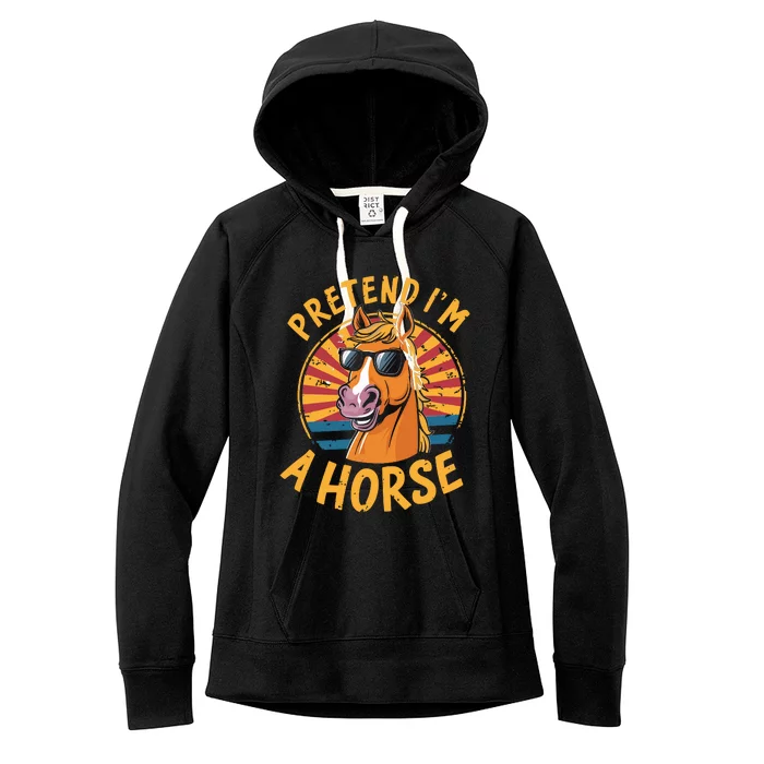 Pretend IM A Horse Funny Lazy Halloween Matching Costume Women's Fleece Hoodie