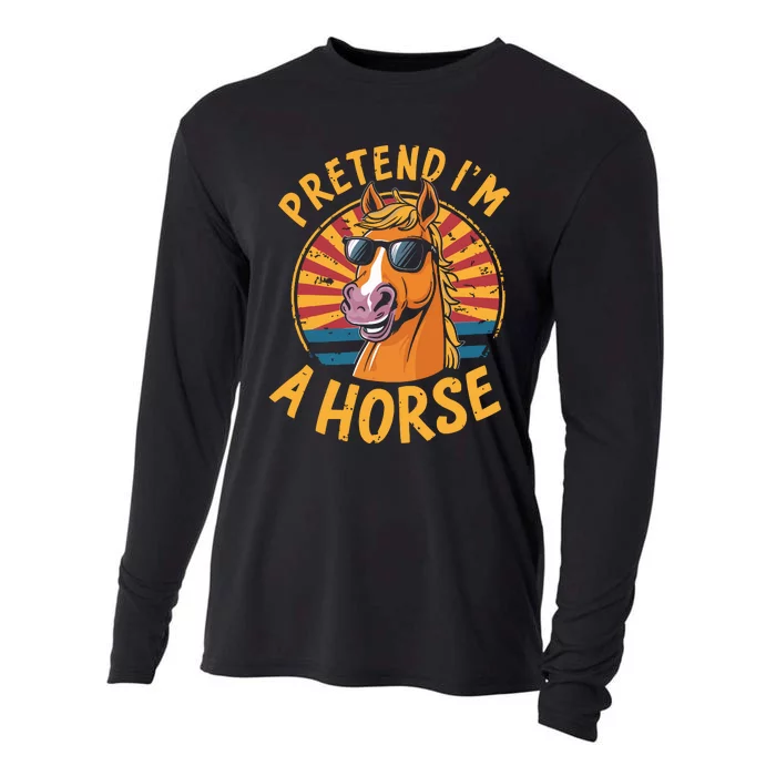 Pretend IM A Horse Funny Lazy Halloween Matching Costume Cooling Performance Long Sleeve Crew