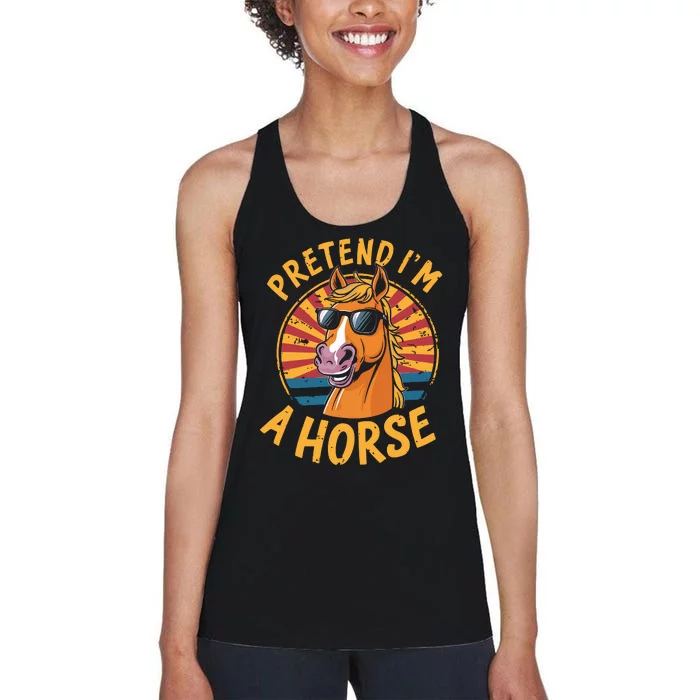 Pretend IM A Horse Funny Lazy Halloween Matching Costume Women's Racerback Tank