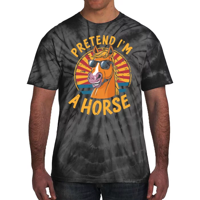 Pretend IM A Horse Funny Lazy Halloween Matching Costume Tie-Dye T-Shirt