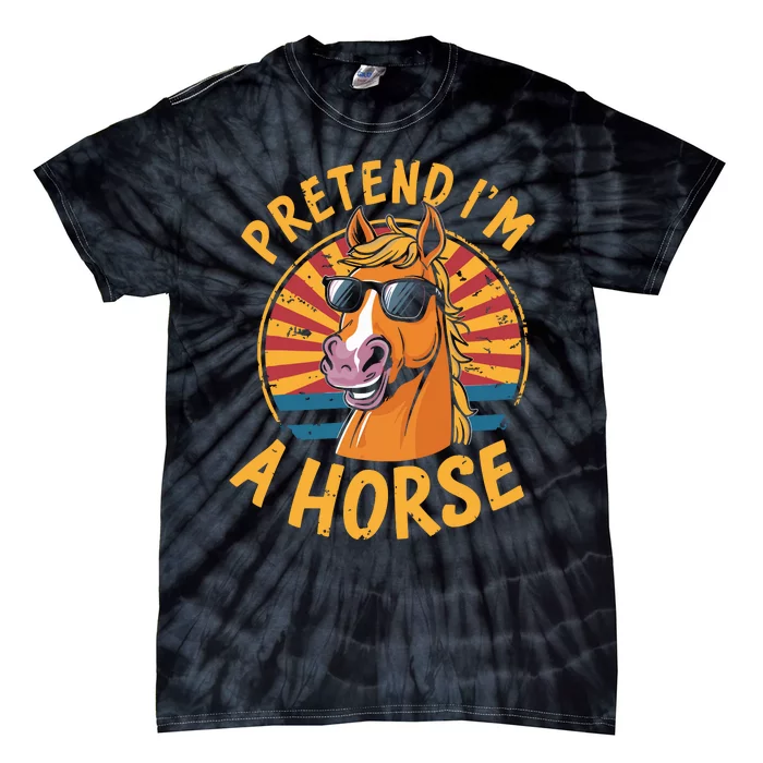 Pretend IM A Horse Funny Lazy Halloween Matching Costume Tie-Dye T-Shirt