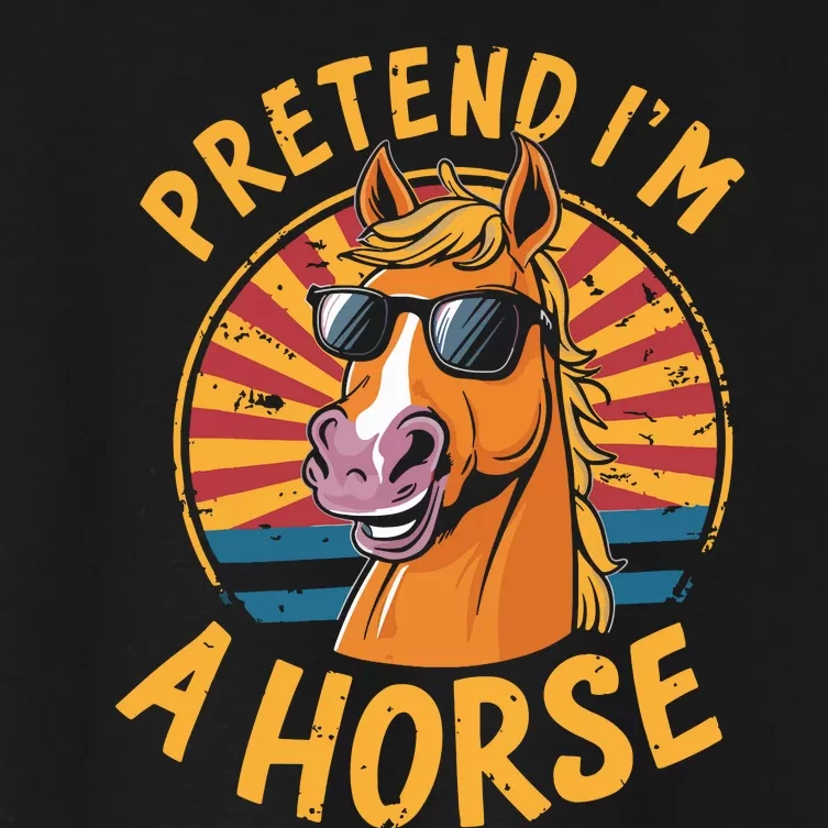 Pretend IM A Horse Funny Lazy Halloween Matching Costume Women's Crop Top Tee