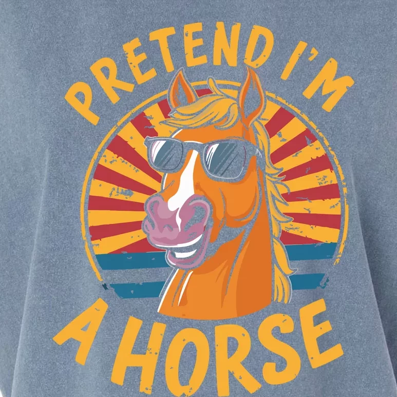 Pretend IM A Horse Funny Lazy Halloween Matching Costume Garment-Dyed Women's Muscle Tee