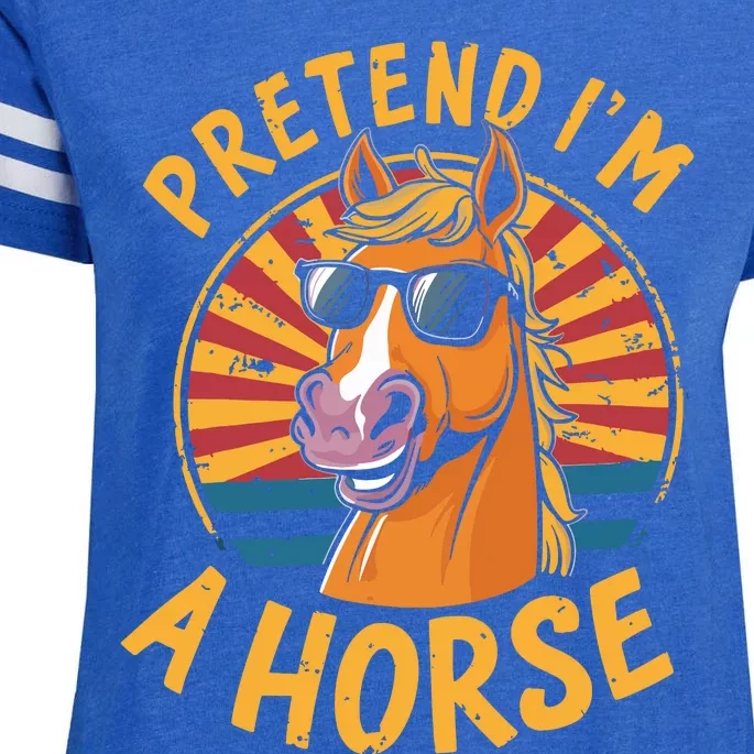 Pretend IM A Horse Funny Lazy Halloween Matching Costume Enza Ladies Jersey Football T-Shirt