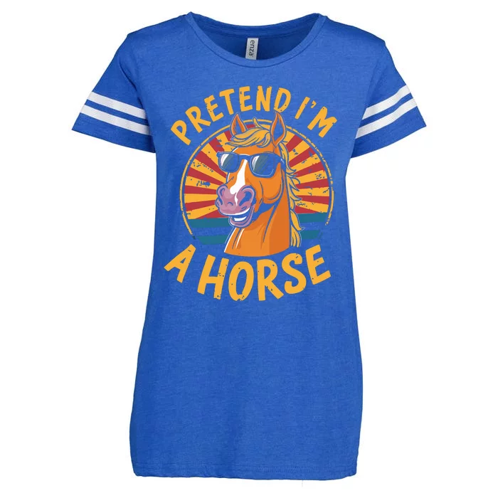 Pretend IM A Horse Funny Lazy Halloween Matching Costume Enza Ladies Jersey Football T-Shirt