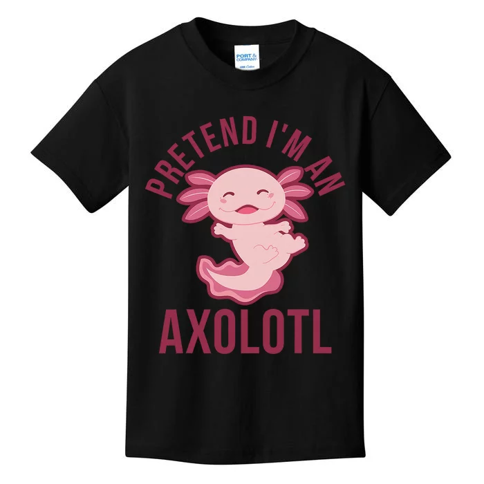 Pretend I'm An Axolotl Funny Lazy Halloween Costume Kids T-Shirt