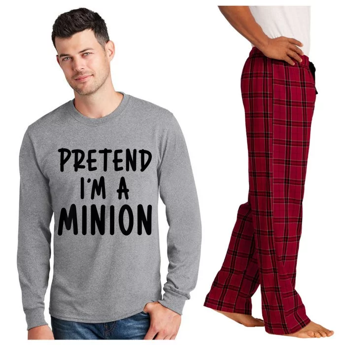 Pretend IM A Minion Costume Party Funny Halloween Minion Long Sleeve Pajama Set