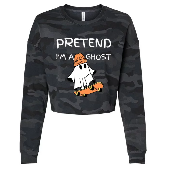 Pretend IM A Ghost Funny Lazy Halloween Costume Party Meaningful Gift Cropped Pullover Crew