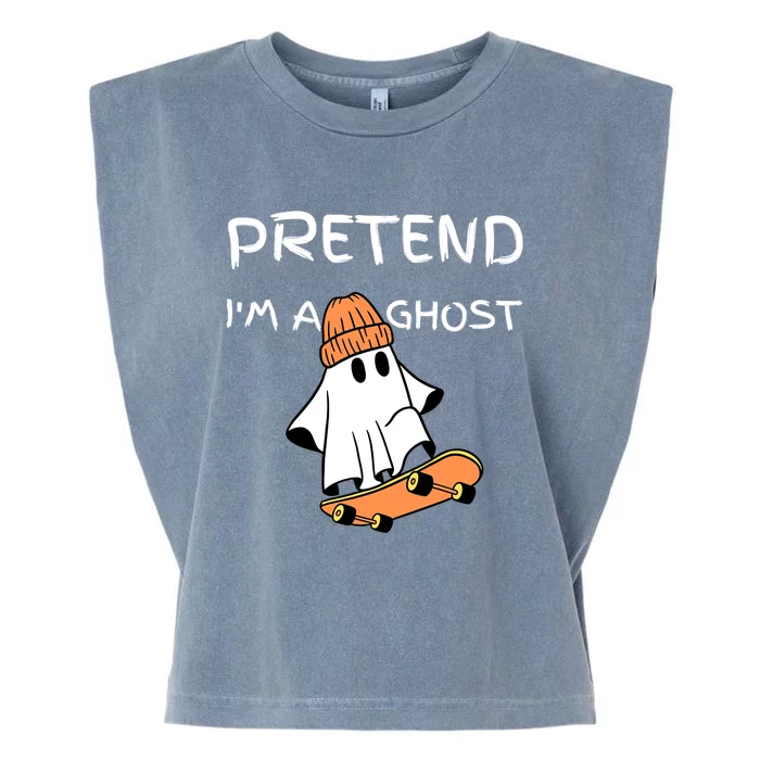 Pretend IM A Ghost Funny Lazy Halloween Costume Party Meaningful Gift Garment-Dyed Women's Muscle Tee