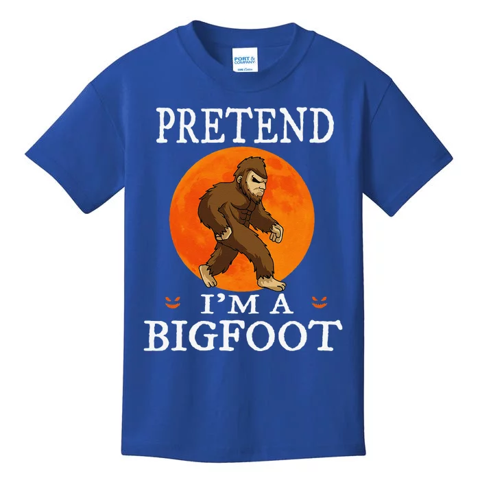 Pretend Im A Bigfoot Funny Cartoon Halloween Costume Kids T-Shirt