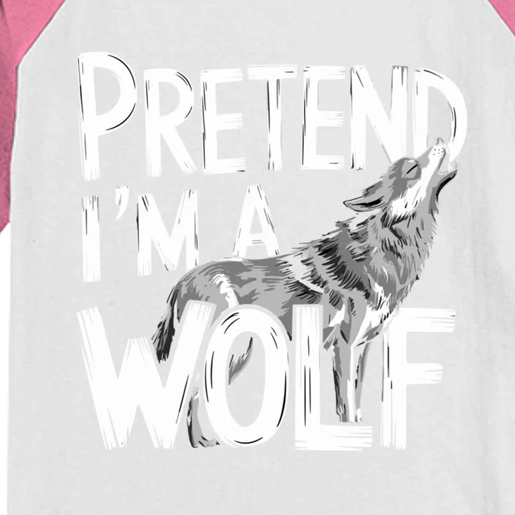 Pretend IM A Wolf Funny Spooky Costume Halloween Lazy Easy Funny Gift Kids Colorblock Raglan Jersey