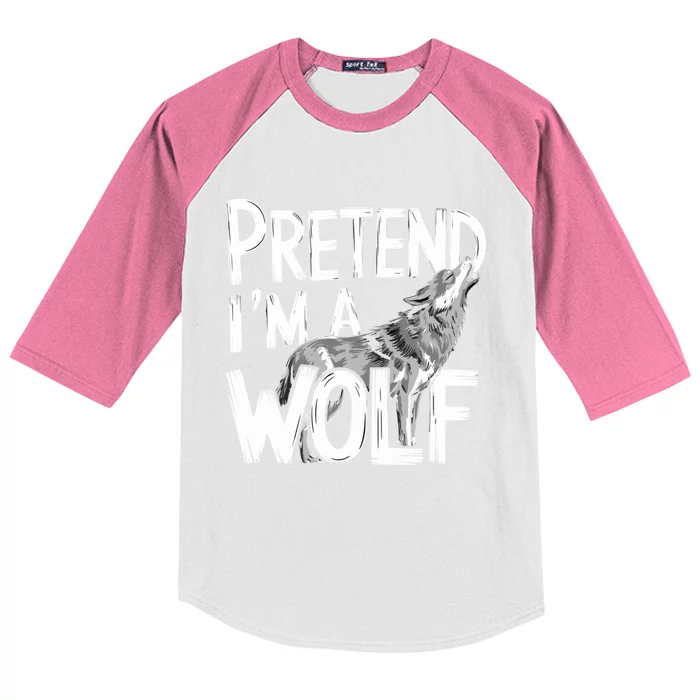 Pretend IM A Wolf Funny Spooky Costume Halloween Lazy Easy Funny Gift Kids Colorblock Raglan Jersey