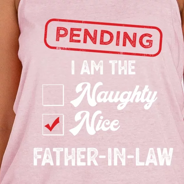 Pending I Am Nice Fatherinlaw Funny Christmas Xmas Funny Gift Women's Knotted Racerback Tank