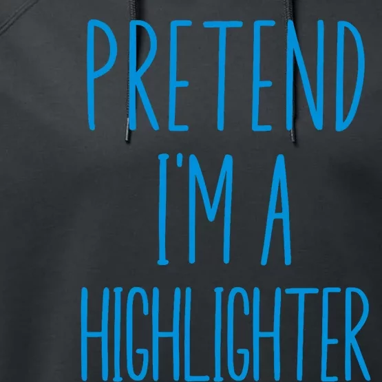 Pretend IM A Highlighter Blue Teacher Halloween Costume Performance Fleece Hoodie