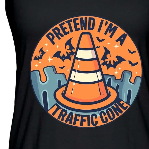 PRETEND IM A TRAFFIC CONE Halloween Costume Ladies Essential Flowy Tank