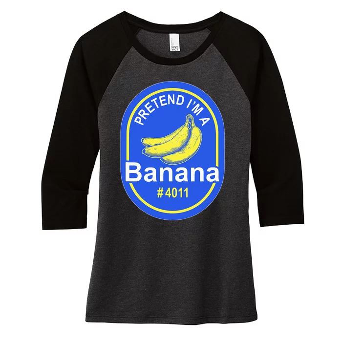 Pretend Im A Banana Lazy Halloween Last Minute Costume Women's Tri-Blend 3/4-Sleeve Raglan Shirt