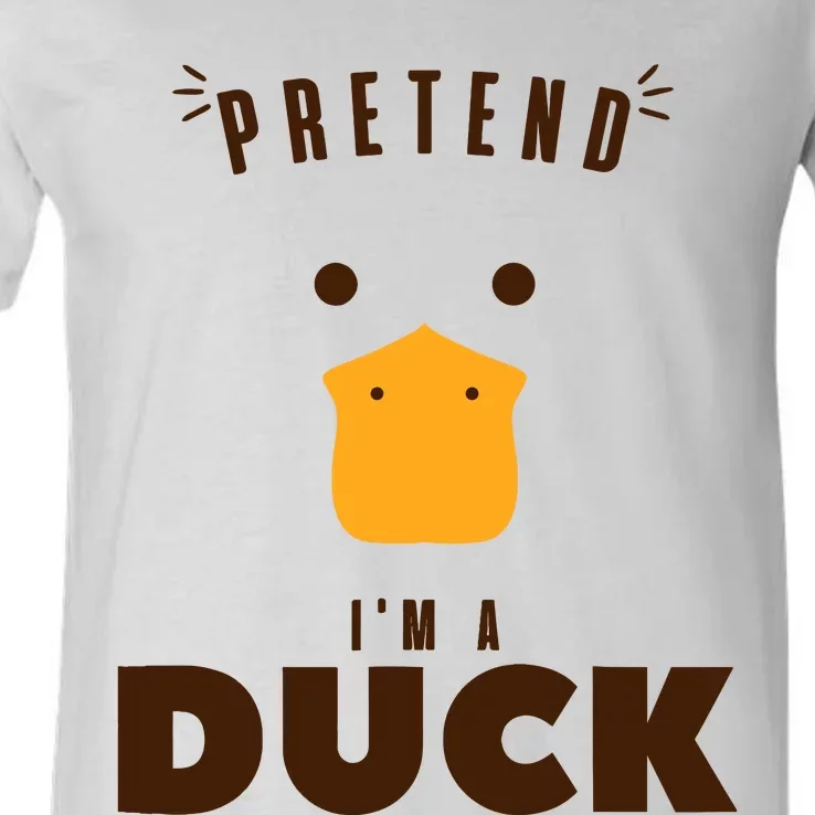 Pretend IM A Duck Funny Halloween Costume Matching Group V-Neck T-Shirt