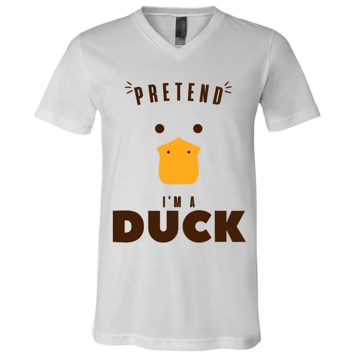 Pretend IM A Duck Funny Halloween Costume Matching Group V-Neck T-Shirt