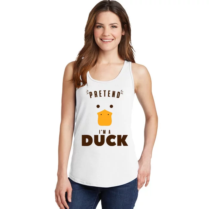 Pretend IM A Duck Funny Halloween Costume Matching Group Ladies Essential Tank