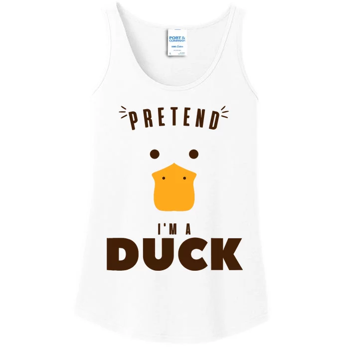 Pretend IM A Duck Funny Halloween Costume Matching Group Ladies Essential Tank