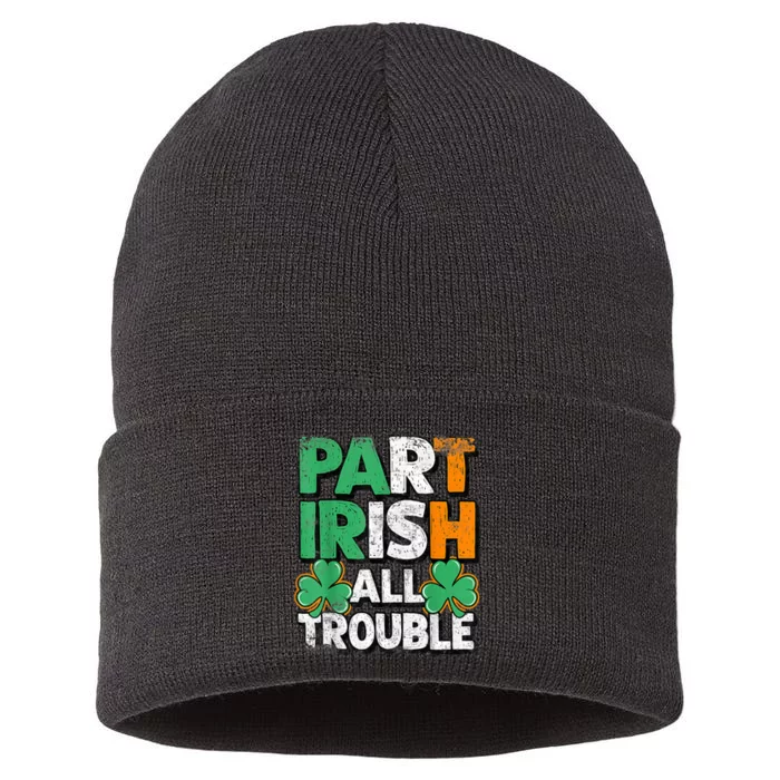 Part Irish All Trouble St Patrick's Day Gift For Boy Sustainable Knit Beanie