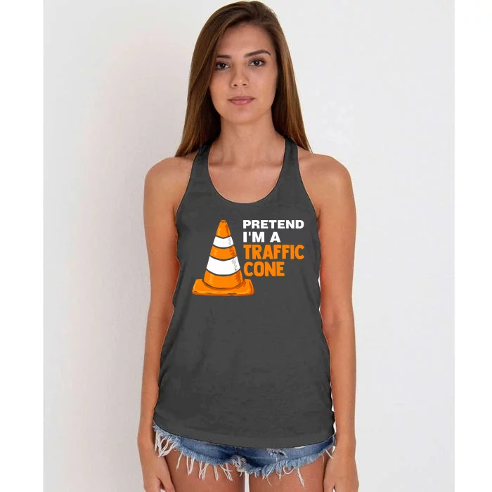 Pretend Im A Traffic Cone Costume Women's Knotted Racerback Tank