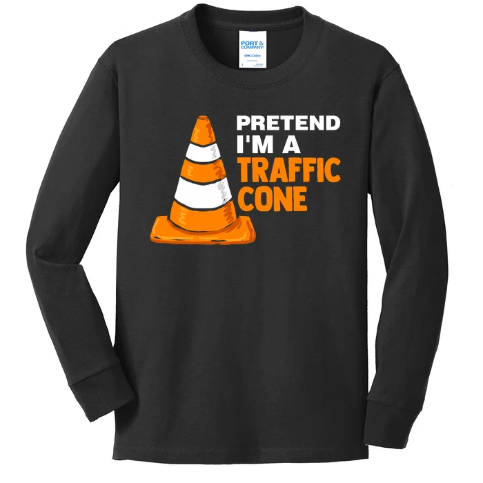 Pretend Im A Traffic Cone Costume Kids Long Sleeve Shirt