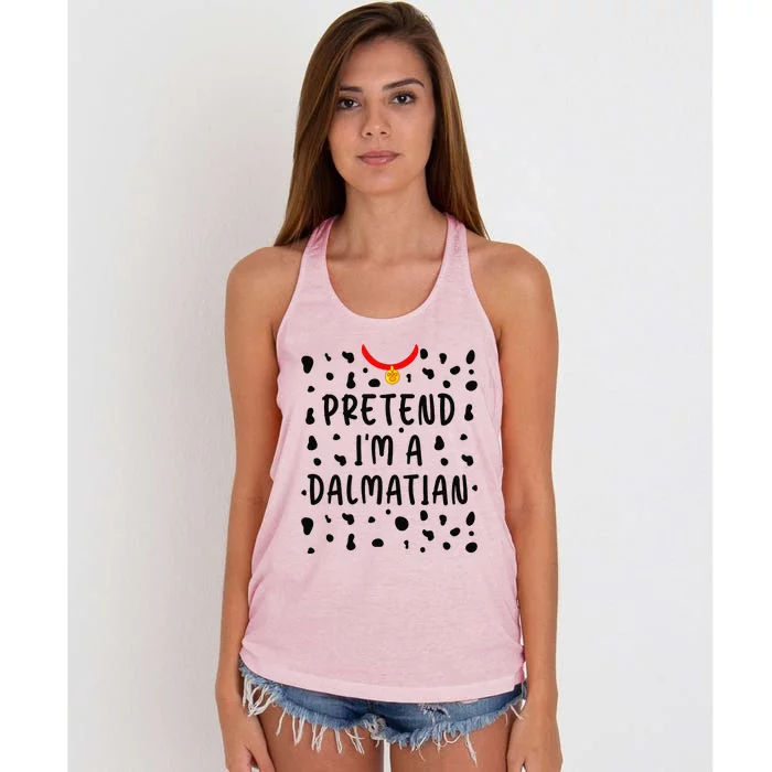 Pretend Im A Dalmatian Funny Lazy Halloween Costume Gift Women's Knotted Racerback Tank