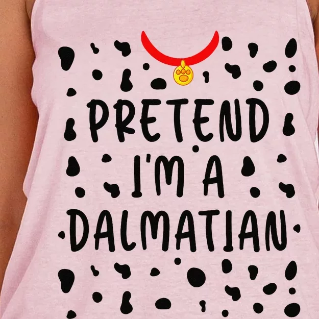 Pretend Im A Dalmatian Funny Lazy Halloween Costume Gift Women's Knotted Racerback Tank