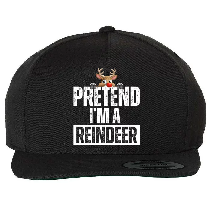 Pretend Im A Reindeer Funny Christmas Wool Snapback Cap