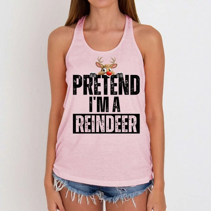 Pretend Im A Reindeer Funny Christmas Women's Knotted Racerback Tank