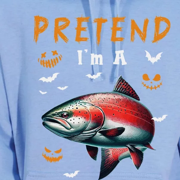 Pretend IM A Salmon Halloween Costume Fishing Lover Unisex Surf Hoodie