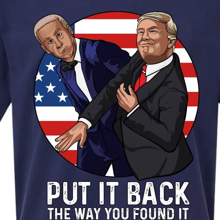 Put It Back The Way You Found It Funny Trump Slap Biden Sueded Cloud Jersey T-Shirt