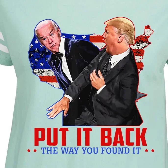 Put It Back The Way You Found It Funny Trump Slap Anti Biden Enza Ladies Jersey Football T-Shirt