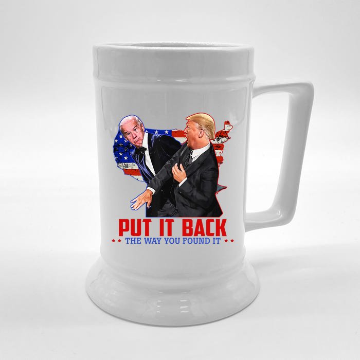 Put It Back The Way You Found It Funny Trump Slap Anti Biden Front & Back Beer Stein