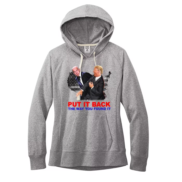 Put It Back The Way You Found It Donald Trump Anti Biden Women's Fleece Hoodie