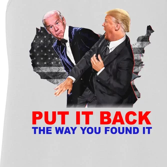 Put It Back The Way You Found It Donald Trump Anti Biden Women's Racerback Tank