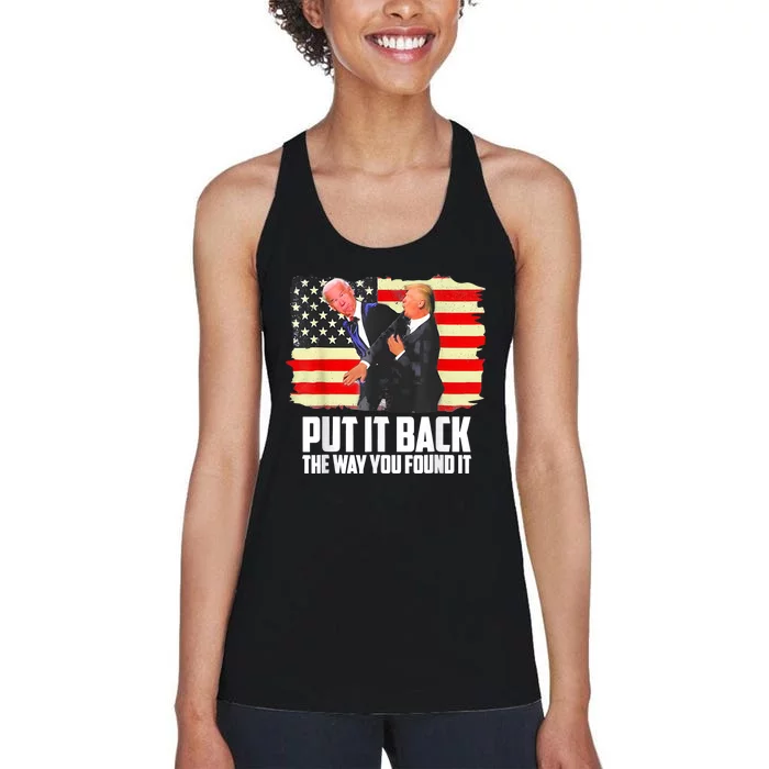 Put It Back The Way You Found It Funny Trump Slap Biden Women's Racerback Tank