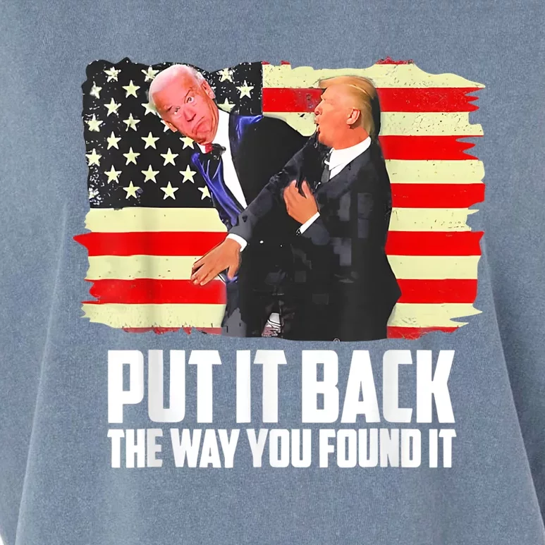 Put It Back The Way You Found It Funny Trump Slap Biden Garment-Dyed Women's Muscle Tee