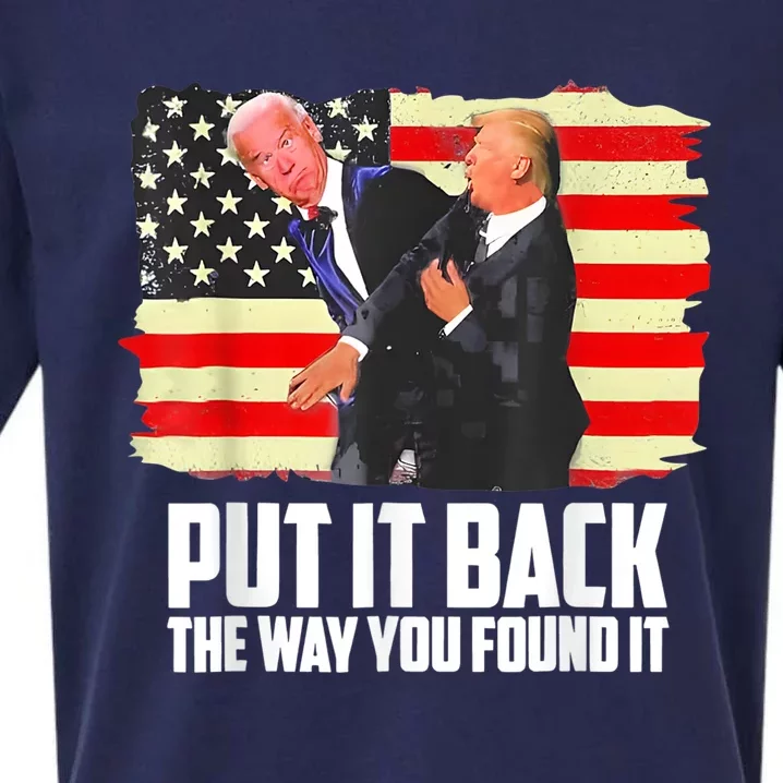 Put It Back The Way You Found It Funny Trump Slap Biden Sueded Cloud Jersey T-Shirt