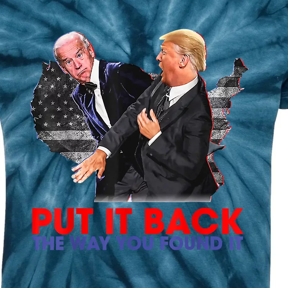 Put It Back The Way You Found It Funny Trump Slap Anti Biden Kids Tie-Dye T-Shirt