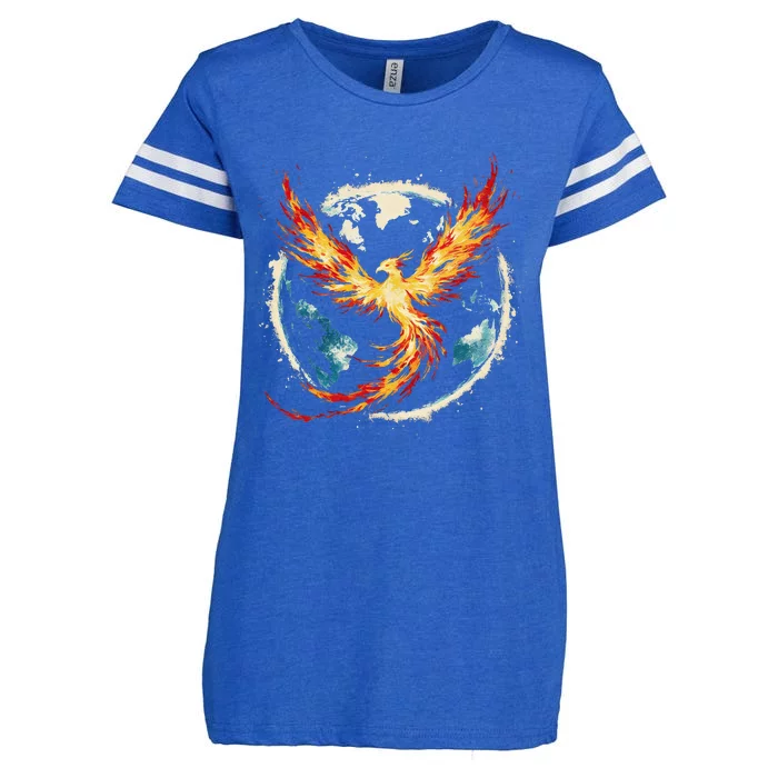 Phoenix Immortal Bird Vintage Mythical Fire Creature Enza Ladies Jersey Football T-Shirt