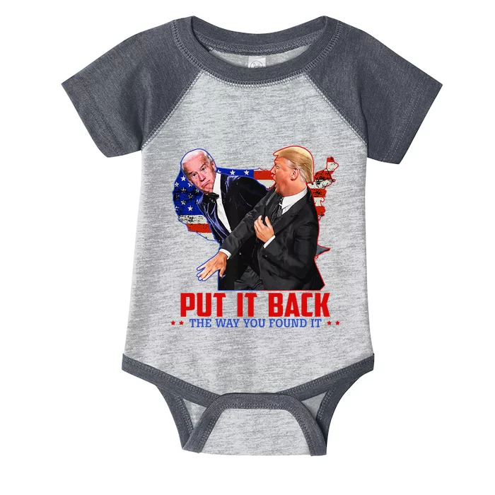 Put It Back The Way You Found It Funny Trump Slap Anti Biden Infant Baby Jersey Bodysuit