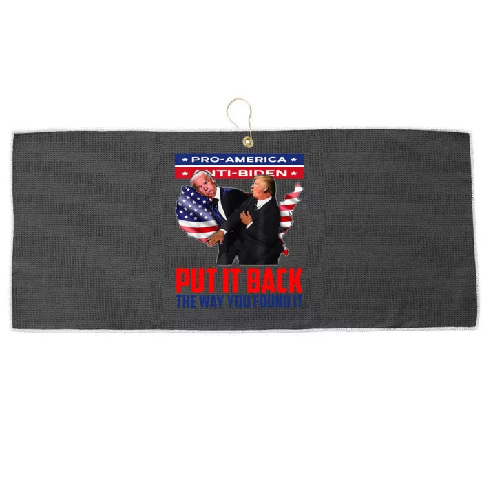 Put It Back The Way You Found It Funny Trump Slap Anti Biden Large Microfiber Waffle Golf Towel