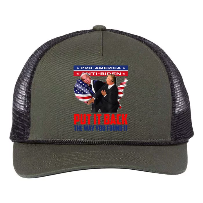 Put It Back The Way You Found It Funny Trump Slap Anti Biden Retro Rope Trucker Hat Cap