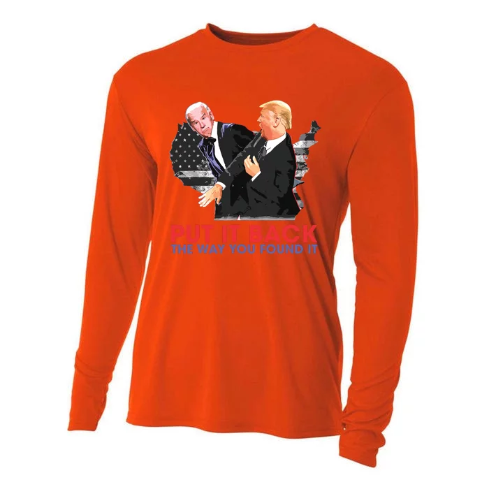 Put It Back The Way You Found It Funny Trump Slap Anti Biden Cooling Performance Long Sleeve Crew