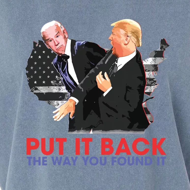 Put It Back The Way You Found It Funny Trump Slap Anti Biden Garment-Dyed Women's Muscle Tee