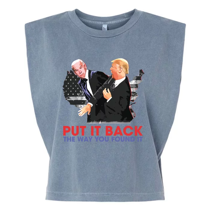 Put It Back The Way You Found It Funny Trump Slap Anti Biden Garment-Dyed Women's Muscle Tee